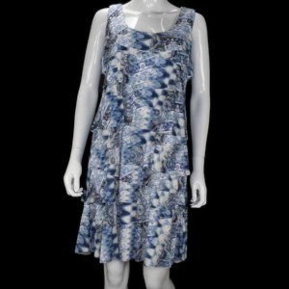 NWT Style&Co Print Ruffle Layer Shift Dress Medium - Picture 1 of 5